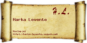 Harka Levente névjegykártya
